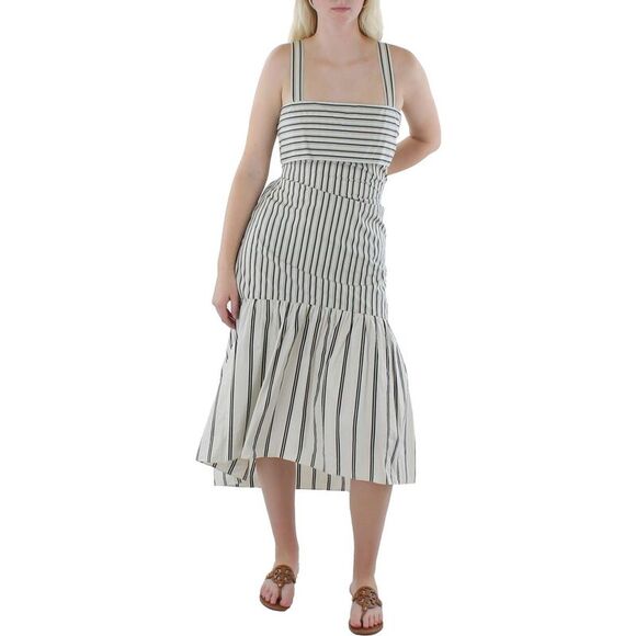 Theory Dresses & Skirts - Theory Womens B/W Cotton Striped Summer Midi Dress Imperfections